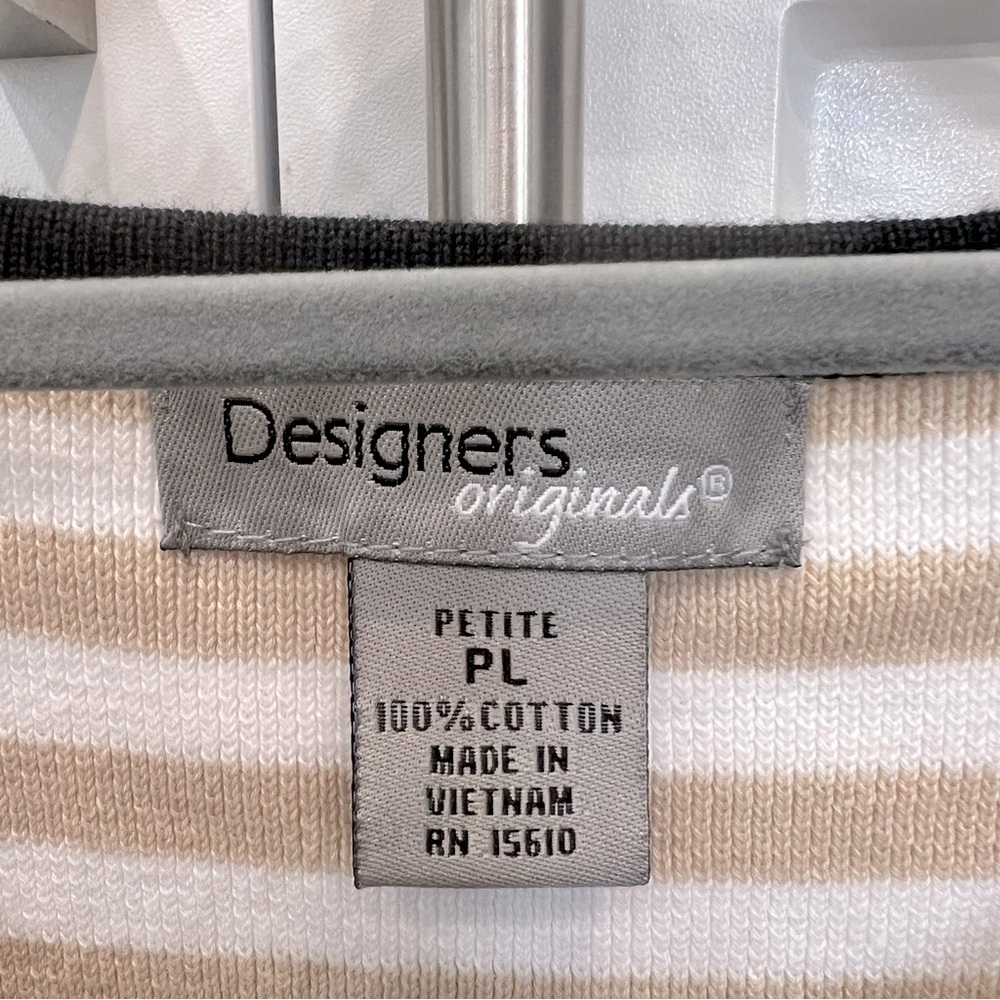Designers Originals Tan White Striped Knit Tank Top - Picture 2 of 5